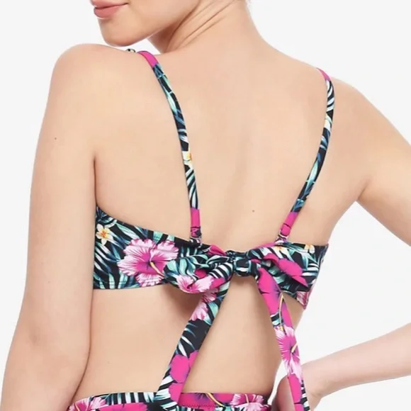 Pink Tropical Floral Swim Top Hot Topic - Picture 3 of 5